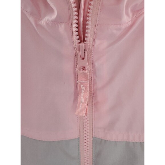 Girl Water Repellent Jacket Sz LG Hooded Rain Lightweight Coat  Pink &  Grey - Picture 6 of 16